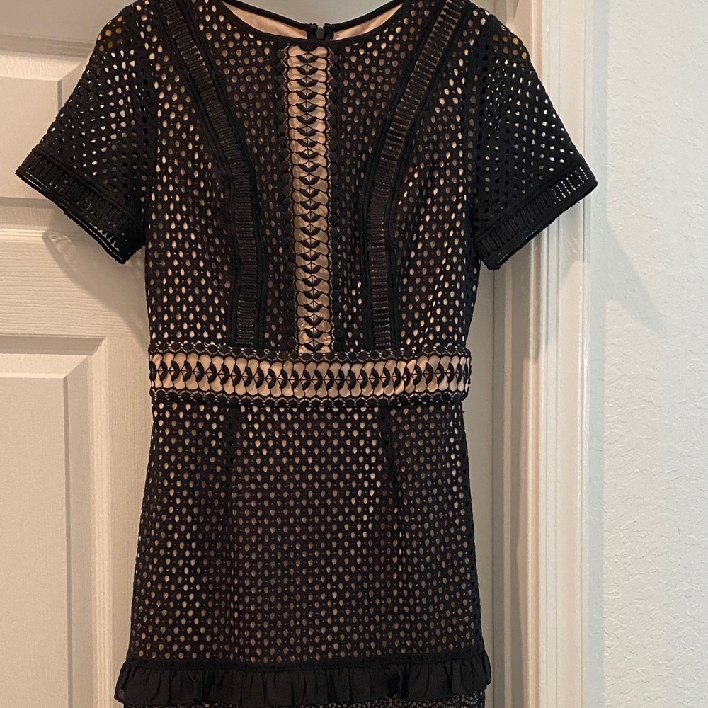 Stylish Black and Cream Lace Dress